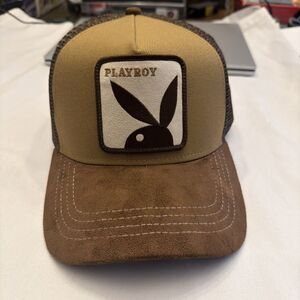 PLAYBOY -Suede Brim And Patch Snapback Mesh Hat -Adjustable